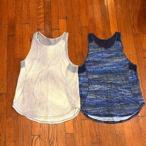 lululemon athletica White and Blue Tank Tops